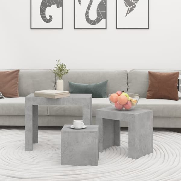 The Living Store Sarjasohvapöydät 3 kpl betoninharmaa tekninen puu -  Kahvipöydät