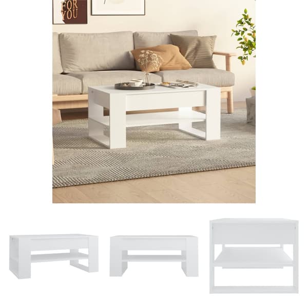 The Living Store sofabord 102x55x45 cm konstrueret træ hvid -  Sofaborde