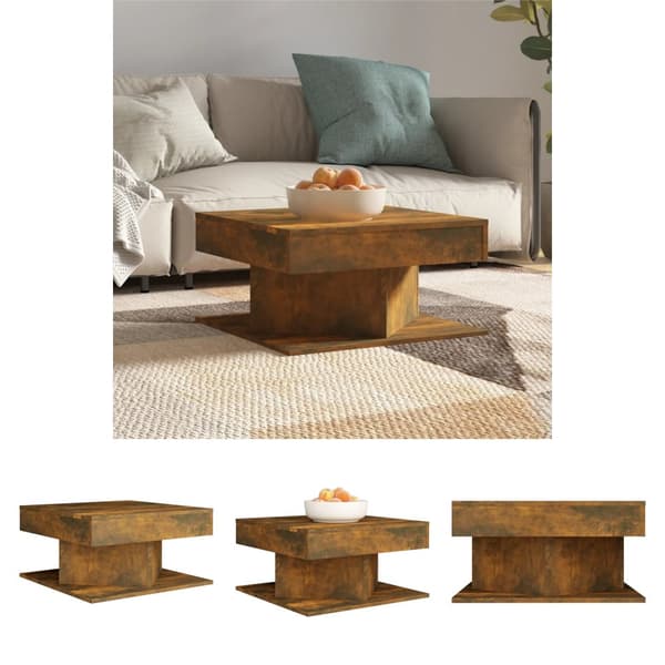 The Living Store sofabord 57x57x30 cm konstrueret træ røget egetræsfarve -  Sofaborde