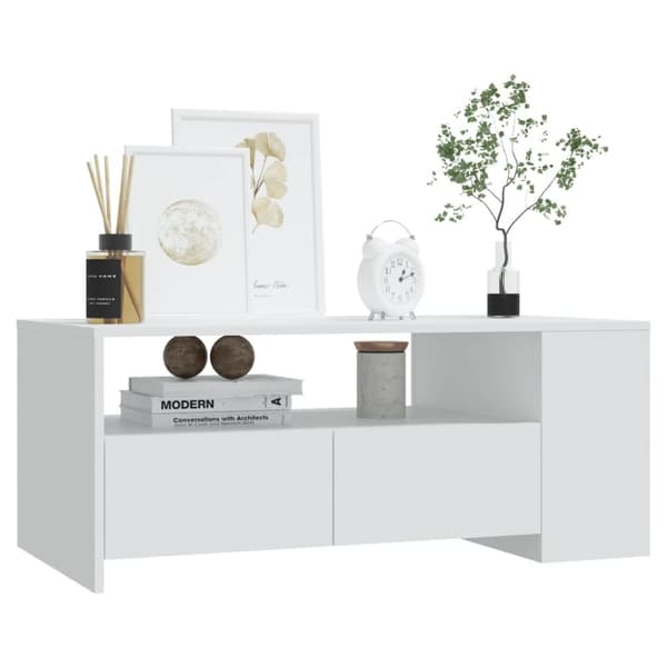 The Living Store Soffbord vit 102x55x42 cm konstruerat trä -  Soffbord