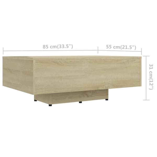 The Living Store sofabord 85x55x31 cm konstrueret træ sonoma-eg -  Sofaborde