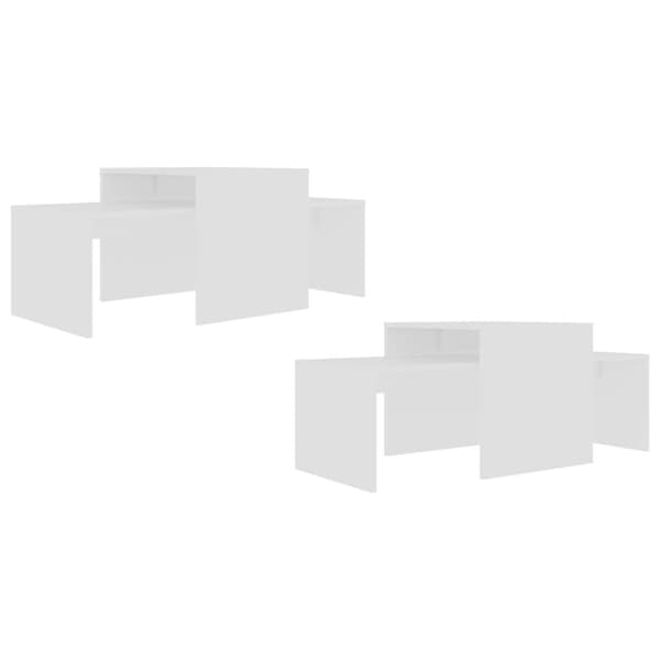 The Living Store Soffbord set vit 100x48x40 cm konstruerat trä -  Soffbord