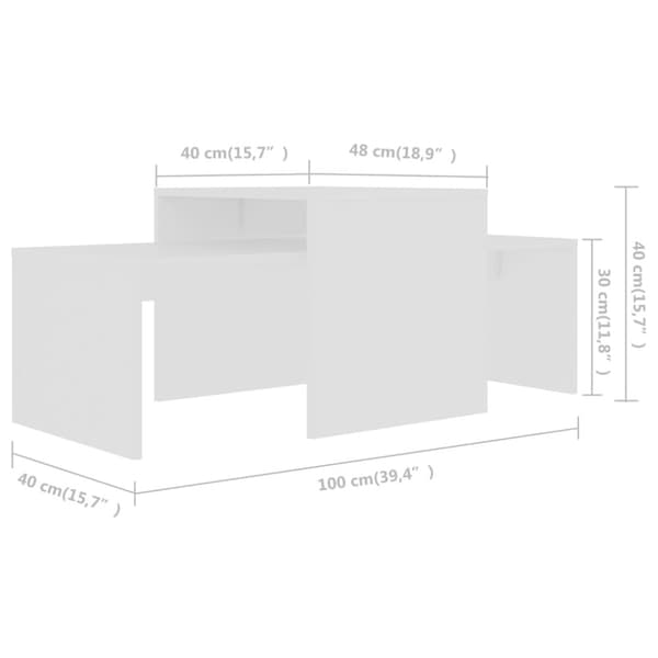 The Living Store Soffbord set vit 100x48x40 cm konstruerat trä - Soffbord