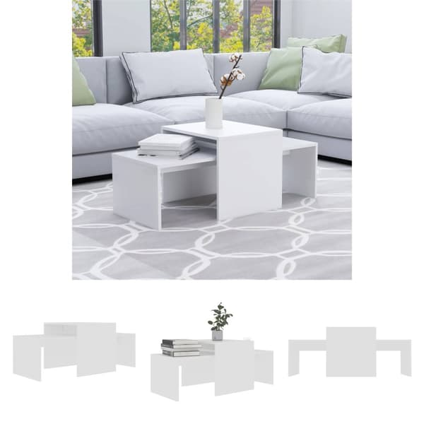 The Living Store Soffbord set vit 100x48x40 cm konstruerat trä -  Soffbord