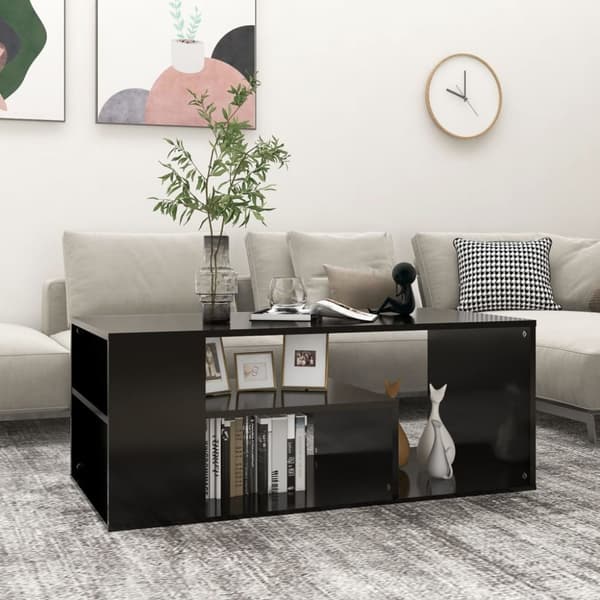 The Living Store Soffbord svart 100x50x40 cm spånskiva - Soffbord