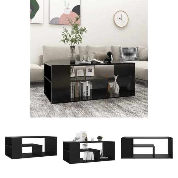 The Living Store Soffbord svart 100x50x40 cm spånskiva -  Soffbord