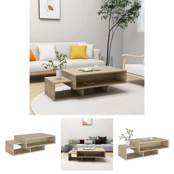The Living Store Soffbord sonoma-ek 105x55x32 cm konstruerat trä - Soffbord
