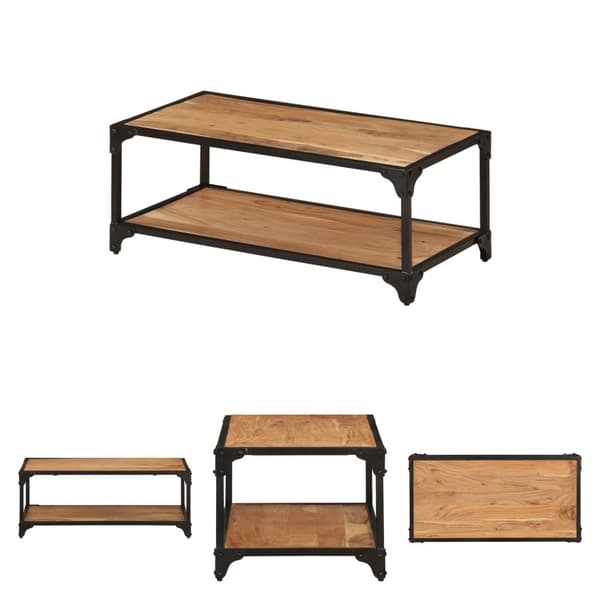 The Living Store Soffbord 90x45x35 cm massivt akaciaträ - Soffbord
