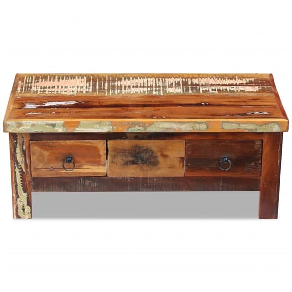 The Living Store sofabord med skuffer 90x45x35 cm massivt genbrugstræ -  Sofaborde