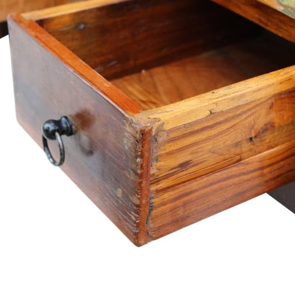 The Living Store sofabord med skuffer 90x45x35 cm massivt genbrugstræ -  Sofaborde