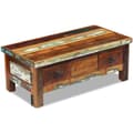 Miniatyrbillede 2 af 9: The Living Store sofabord med skuffer 90x45x35 cm massivt genbrugstræ -  Sofaborde