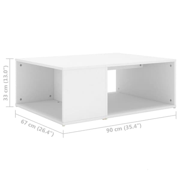 The Living Store sofabord 90x67x33 cm konstrueret træ hvid -  Sofaborde