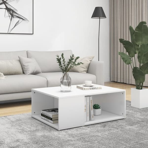 The Living Store sofabord 90x67x33 cm konstrueret træ hvid -  Sofaborde