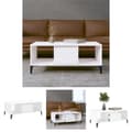 Miniatyrbillede 1 af 10: The Living Store sofabord 90x50x36,5 cm konstrueret træ hvid -  Sofaborde