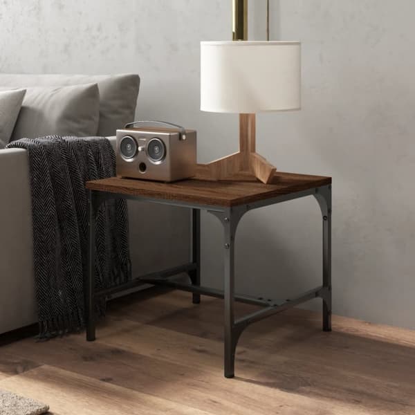 The Living Store sideborde 2 stk. 40x40x35 cm konstrueret træ brun egetræsfarve -  Sofaborde