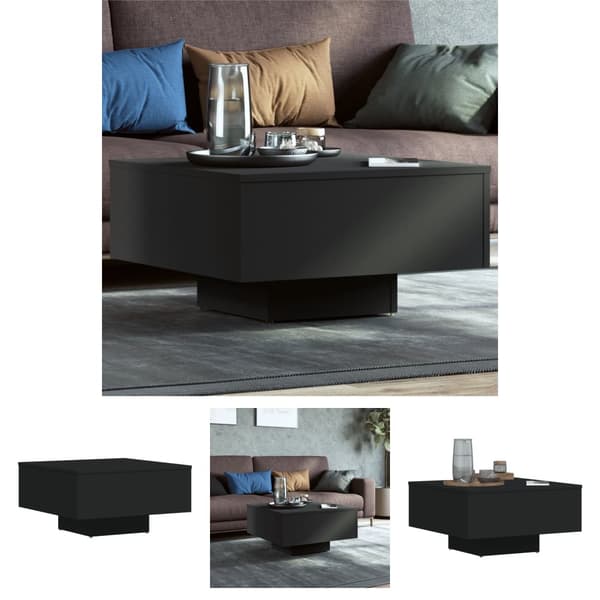 The Living Store Soffbord svart 60x60x31,5 cm konstruerat trä -  Soffbord