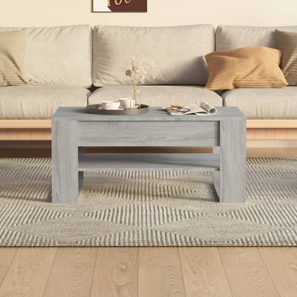 The Living Store sofabord 102x55x45 cm konstrueret træ grå sonoma-eg - Sofaborde