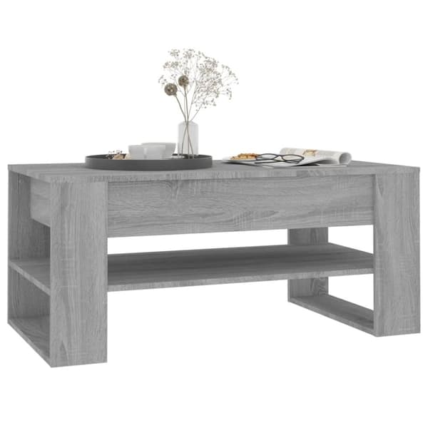 The Living Store sofabord 102x55x45 cm konstrueret træ grå sonoma-eg -  Sofaborde
