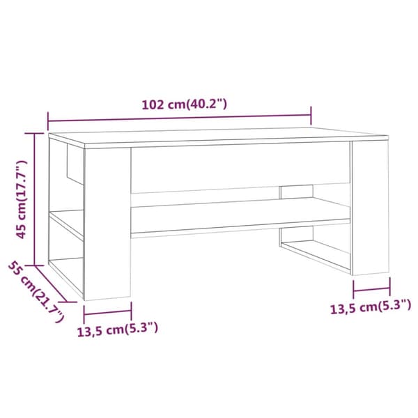 The Living Store sofabord 102x55x45 cm konstrueret træ grå sonoma-eg -  Sofaborde