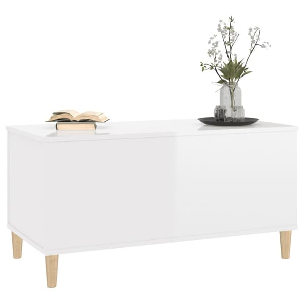 The Living Store Soffbord vit högglans 90x44,5x45 cm konstruerat trä -  Soffbord