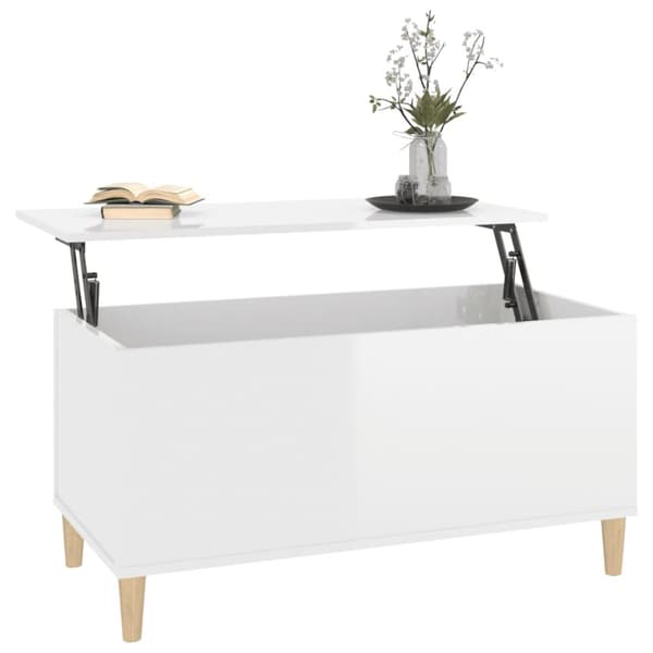 The Living Store Soffbord vit högglans 90x44,5x45 cm konstruerat trä -  Soffbord
