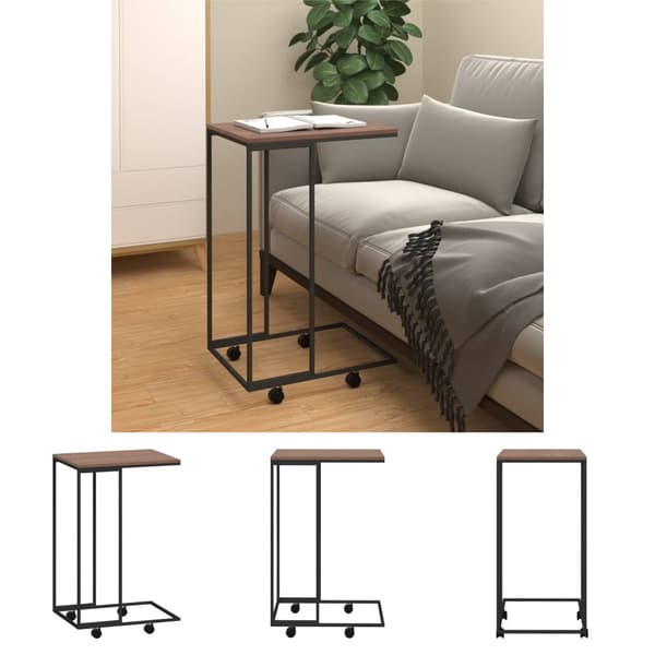 The Living Store sidebord med hjul 40x30x63,5 cm konstrueret træ sort -  Sofaborde