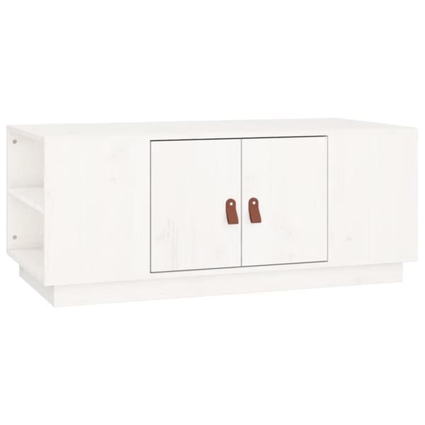 The Living Store Soffbord vit 100x50x41 cm massiv furu - Soffbord
