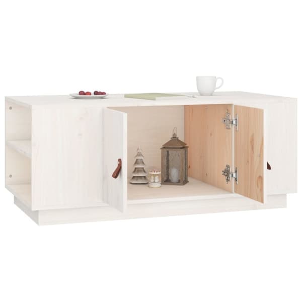 The Living Store Soffbord vit 100x50x41 cm massiv furu - Soffbord