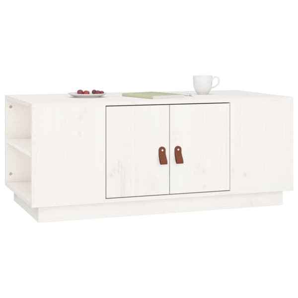 The Living Store Soffbord vit 100x50x41 cm massiv furu - Soffbord