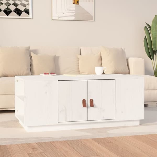 The Living Store Soffbord vit 100x50x41 cm massiv furu - Soffbord