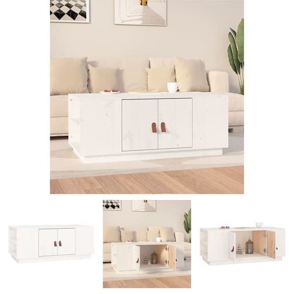 The Living Store Soffbord vit 100x50x41 cm massiv furu -  Soffbord