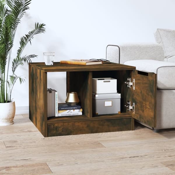 The Living Store Soffbord rökfärgad ek 50x50x36 cm konstruerat trä - Soffbord