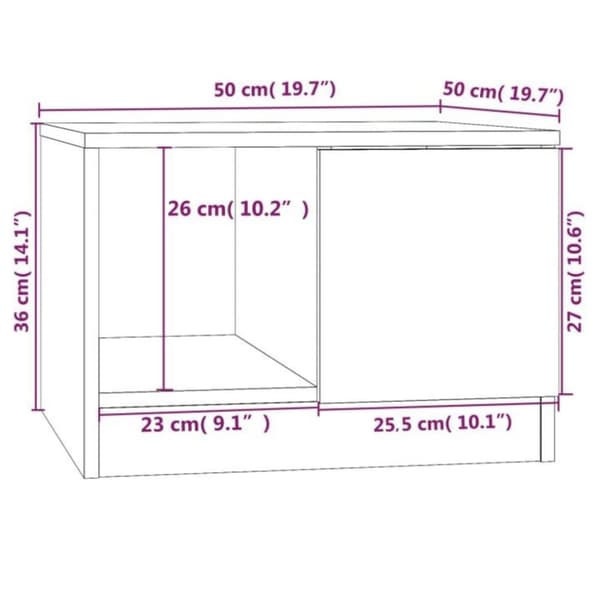 The Living Store Soffbord rökfärgad ek 50x50x36 cm konstruerat trä - Soffbord