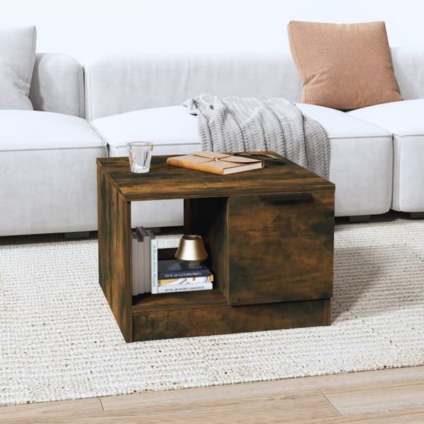 The Living Store Soffbord rökfärgad ek 50x50x36 cm konstruerat trä - Soffbord