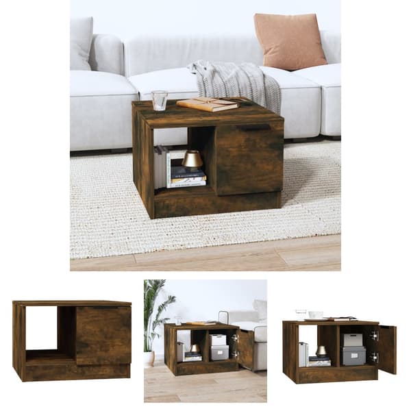 The Living Store Soffbord rökfärgad ek 50x50x36 cm konstruerat trä -  Soffbord