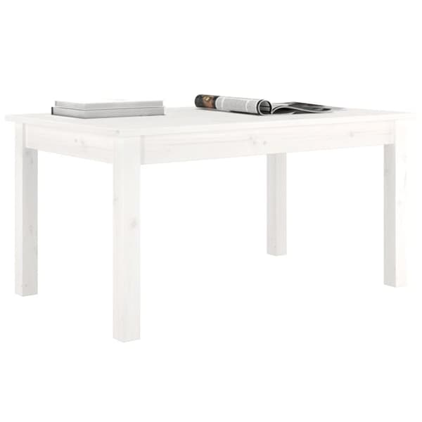 The Living Store Soffbord vit 80x50x40 cm massivt furu - Soffbord