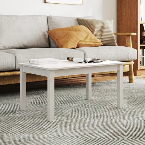 The Living Store Soffbord vit 80x50x40 cm massivt furu - Soffbord
