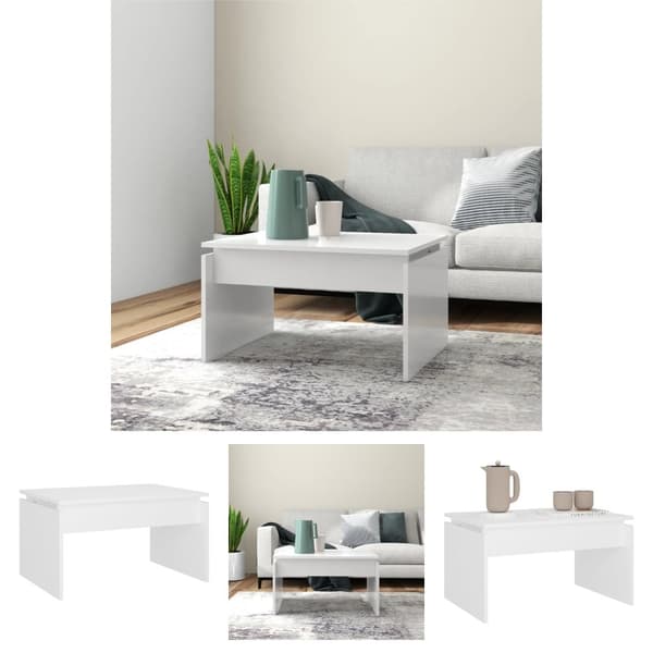 The Living Store Soffbord vit 68x50x38 cm konstruerat trä -  Soffbord