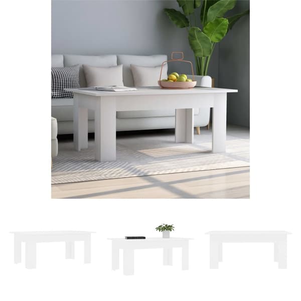 The Living Store sofabord 100x60x42 cm konstrueret træ hvid - Sofaborde