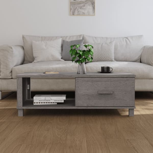 The Living Store Soffbord HAMAR ljusgrå 100x55x35 cm massiv furu - Soffbord