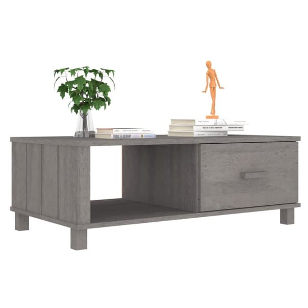 The Living Store Soffbord HAMAR ljusgrå 100x55x35 cm massiv furu - Soffbord