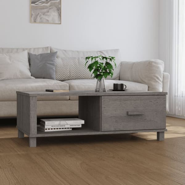 The Living Store Soffbord HAMAR ljusgrå 100x55x35 cm massiv furu - Soffbord