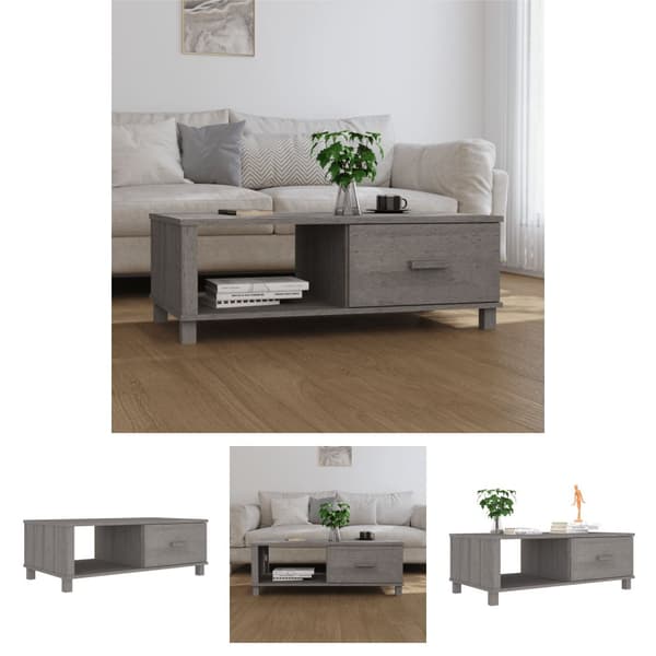 The Living Store Soffbord HAMAR ljusgrå 100x55x35 cm massiv furu - Soffbord