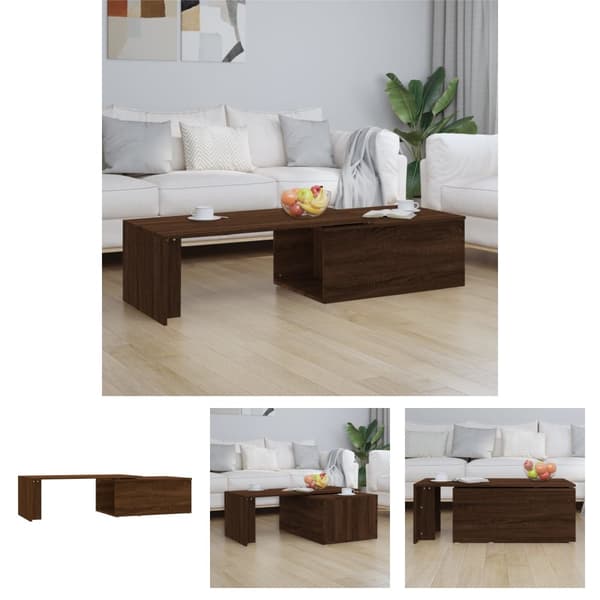The Living Store sofabord 150x50x35 cm konstrueret træ brun egetræsfarve -  Sofaborde