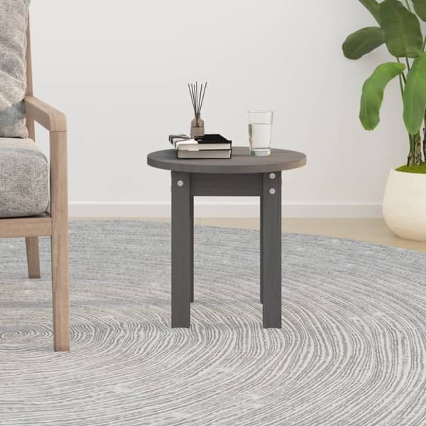 The Living Store sofabord Ø 35x35 cm massivt fyrretræ grå -  Sofaborde