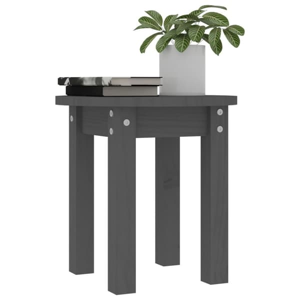 The Living Store sofabord Ø 35x35 cm massivt fyrretræ grå -  Sofaborde