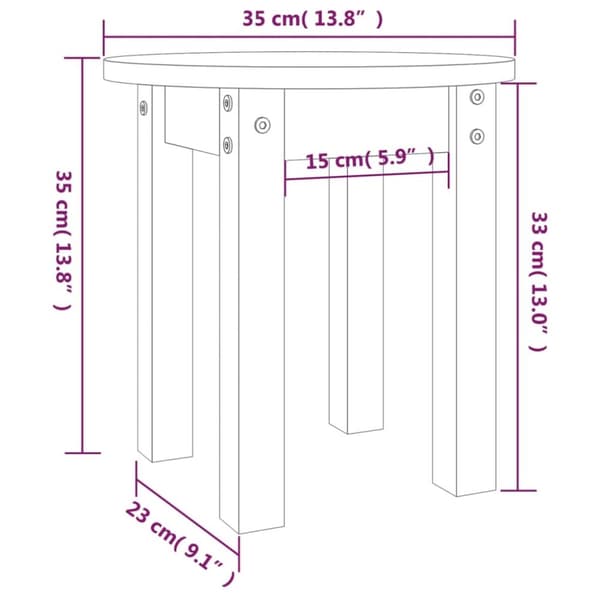 The Living Store sofabord Ø 35x35 cm massivt fyrretræ grå -  Sofaborde