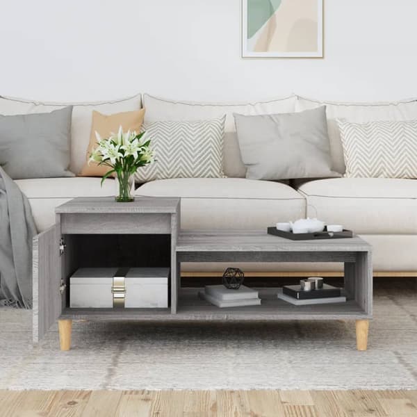 The Living Store sofabord 100x50x45 cm konstrueret træ Grå sonoma-eg -  Sofaborde