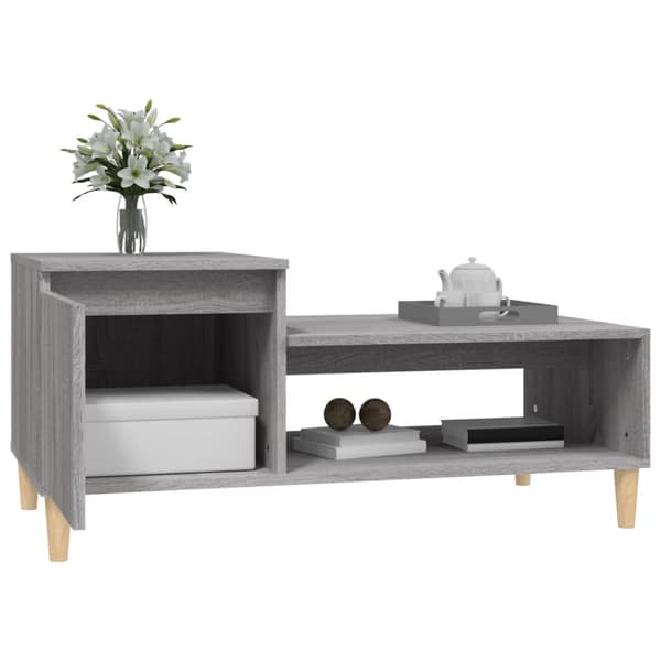 The Living Store sofabord 100x50x45 cm konstrueret træ Grå sonoma-eg -  Sofaborde