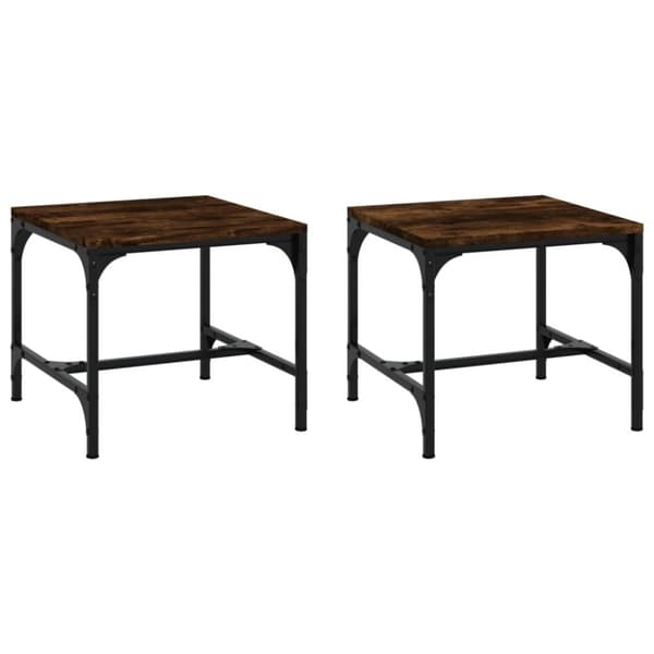 The Living Store sideborde 2 stk. 40x40x35 cm konstrueret træ røget egetræsfarve - Sofaborde